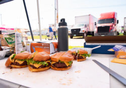 Hamburgers displayed at the Missouri State Fair Barbecue Contest